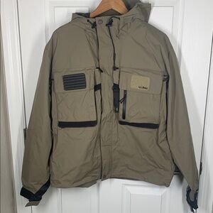 LLBean fly fishing jacket tan size medium